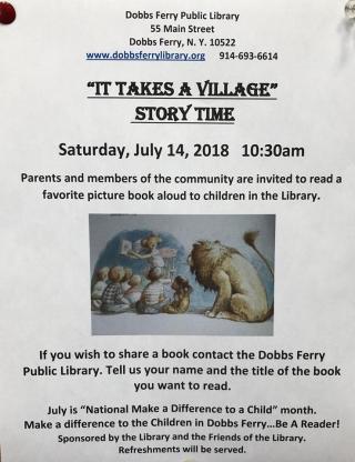 Dobbs Ferry Public Library Event:  "It Takes a Village" Story Time