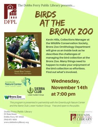 DF Library Event:  Birds at the Bronx Zoo